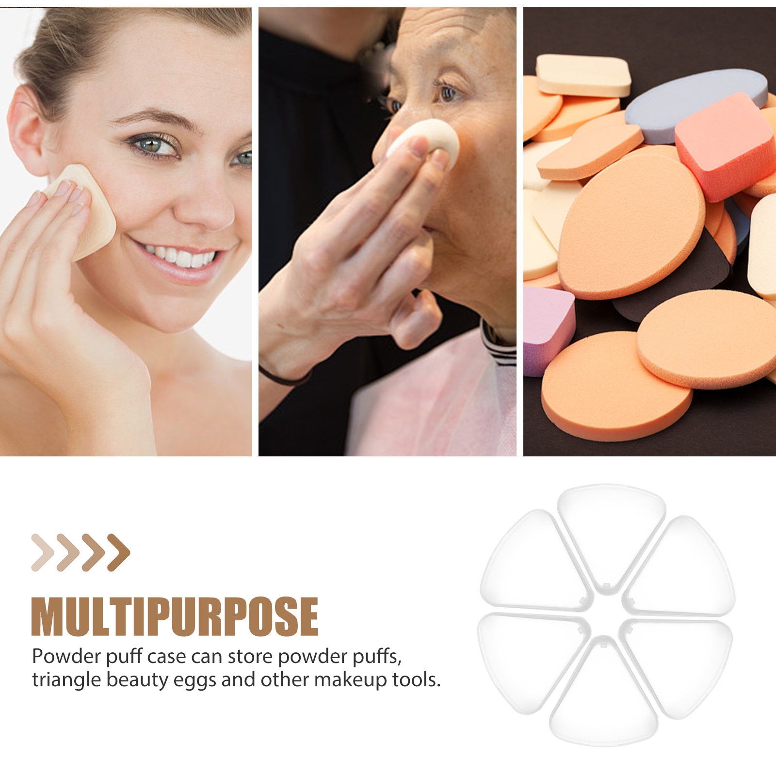 6Pcs Triangle Powder Puff Case - Beauty Makeup Sponge ulasan dan harga