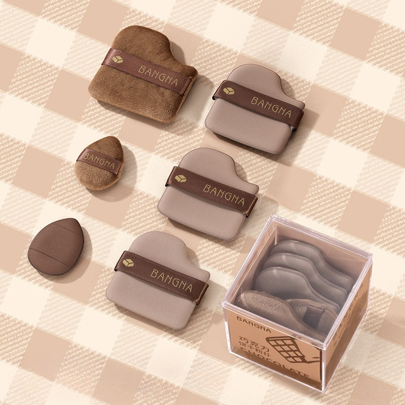 6PCS Chocolate Biscuit Powder  - Beauty Makeup Sponge ulasan dan harga