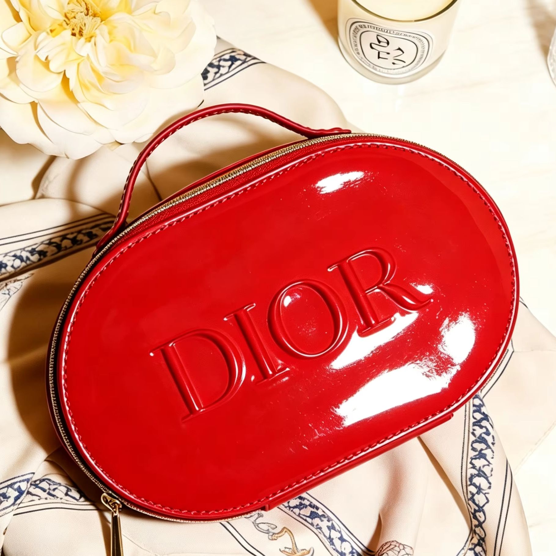 Dior’s Bag Red Cosmetic Bag Lu - Beauty Makeup Logo Design ulasan dan harga