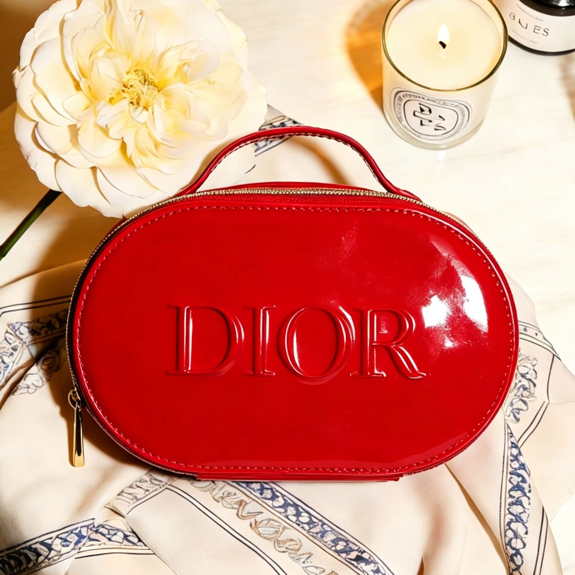 Dior’s Bag Red Cosmetic Bag Lu - Beauty Makeup Logo Design ulasan dan harga